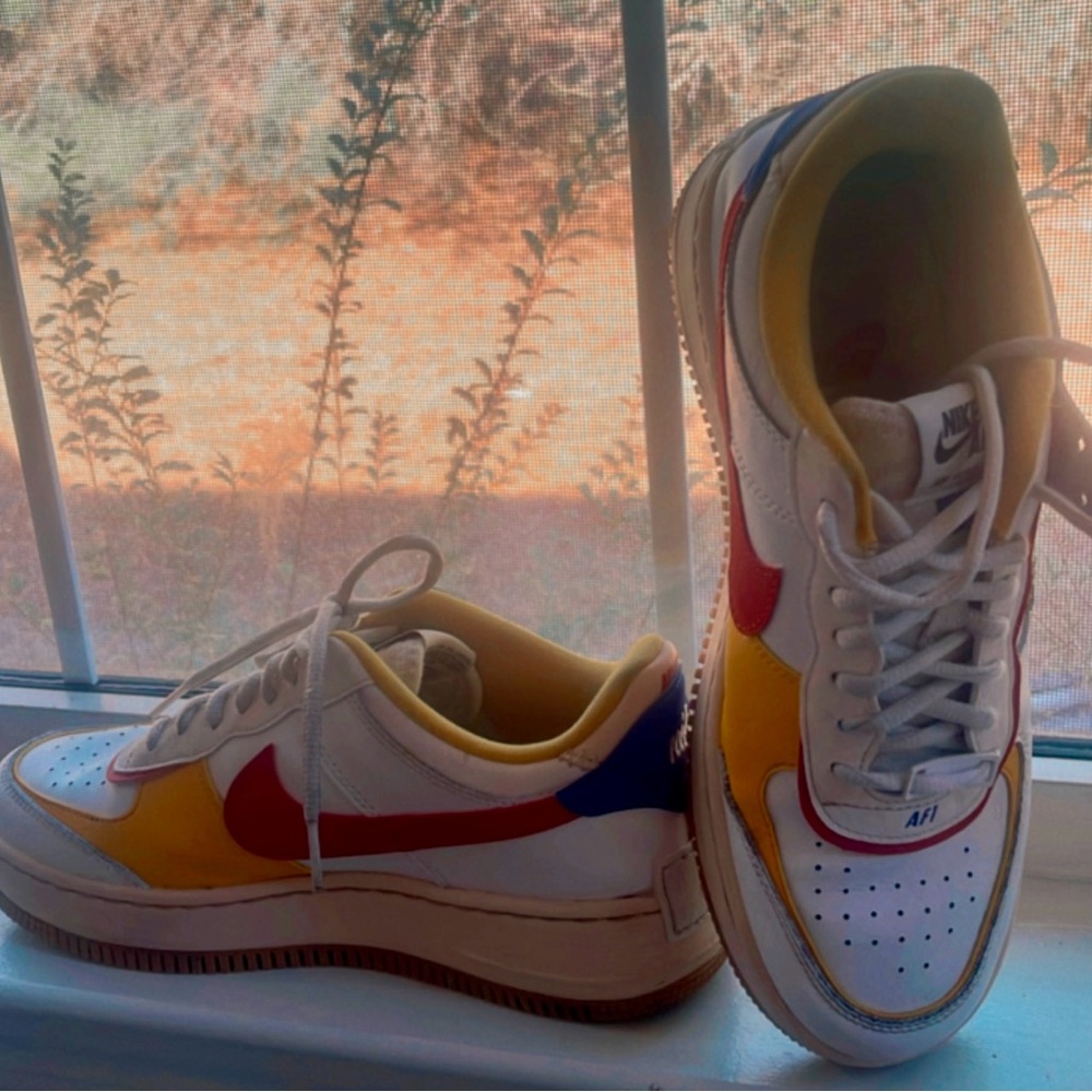 Nike Air Force 1 Sneakers - White, Red, Yellow, Blue